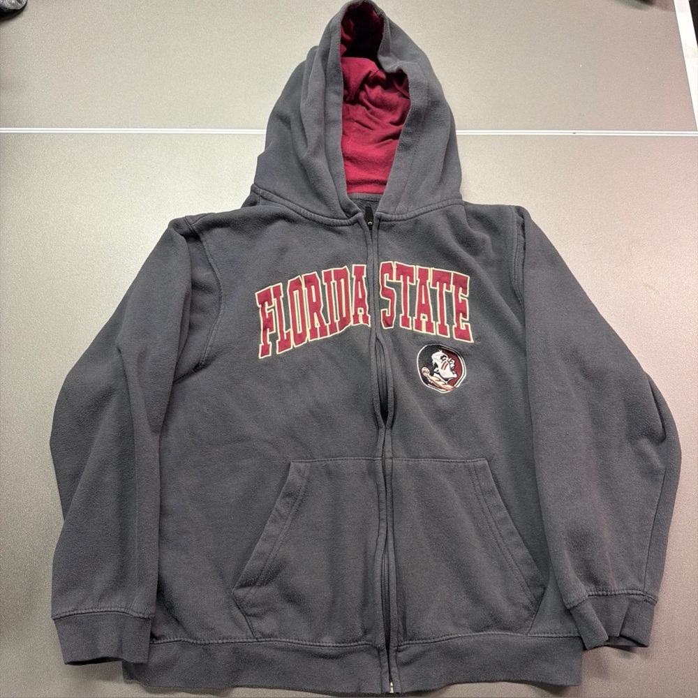 Boys Xl Colosseum charcoal Florida State Seminoles Arch & Logo  full-zip hoodie